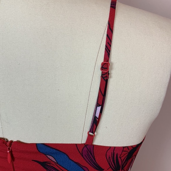 Chelsea 28 Red Tropical Floral Print Spaghetti Strap Maxi Dress - Size XS - Picture 5 of 8